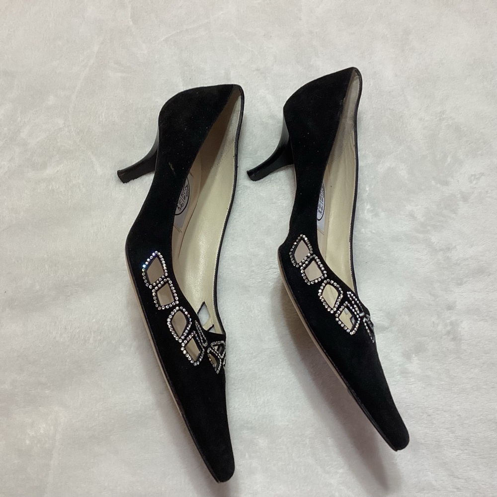 Emma Hope Cut-Out Design Rhinestone Kitten Heel Black US 8 (EU 38) Made in Italy - Picture 3 of 9
